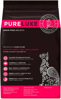 Pureluxe элитное питание беззерновой для нормализации веса для взрослых кошек с индейкой и лососем (0,4 кг)