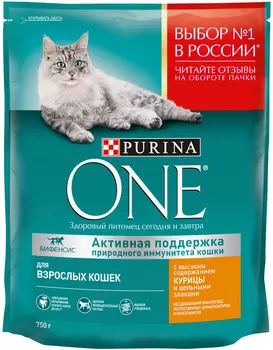 Purina One для взрослых кошек с курицей и злаками (0,75 кг)