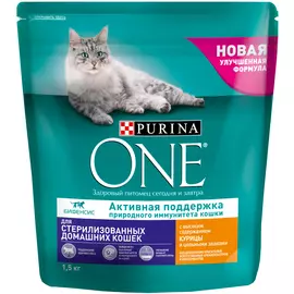 Purina One для взрослых стерилизованных кошек живущих дома с курицей и злаками (1,5 + 1,5 кг)