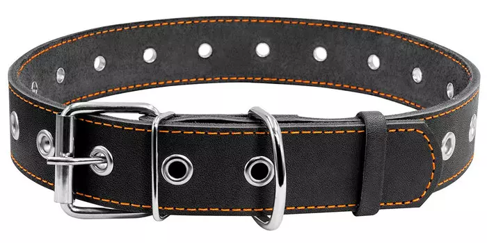 Ошейник кожаный для собак безразмерный черный 35 мм 69 см Collar (1 шт)