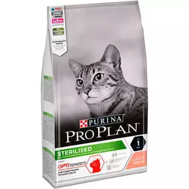 Purina Pro Plan Cat Optisenses Sterilised Salmon для взрослых кастрированных котов и стерилизованных кошек для поддержания органов чувств и мозга с лососем (10 + 10 кг)