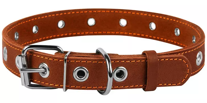 Ошейник кожаный для собак безразмерный коричневый 25 мм 60 см Collar (1 шт)