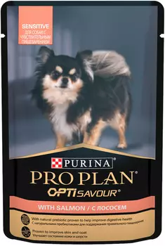 Purina Pro Plan Sensitive Digestion для взрослых собак маленьких пород с чувствительным пищеварением с лососем в соусе (100 гр х 24 шт)