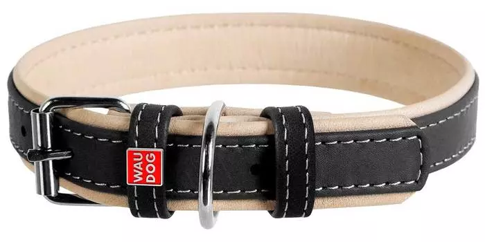 Ошейник кожаный для собак черный верх 20 мм 30 – 39 см Collar WauDog Soft (1 шт)