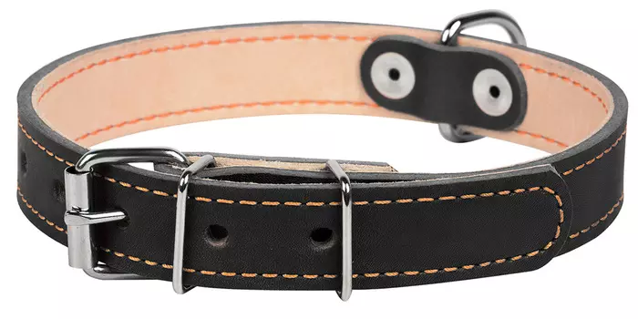 Ошейник кожаный для собак двойной черный 14 мм 27 - 35 см Collar (1 шт)