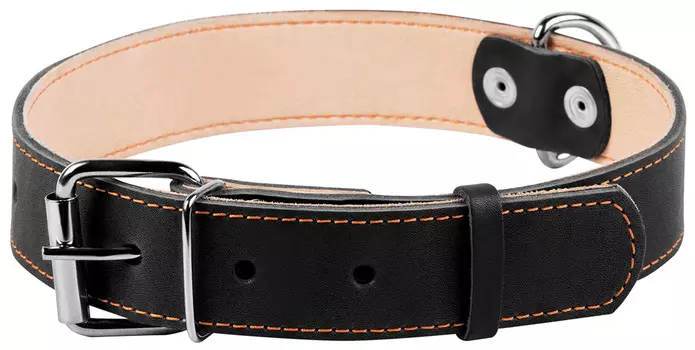 Ошейник кожаный для собак двойной черный 35 мм 48 – 63 см Collar (1 шт)