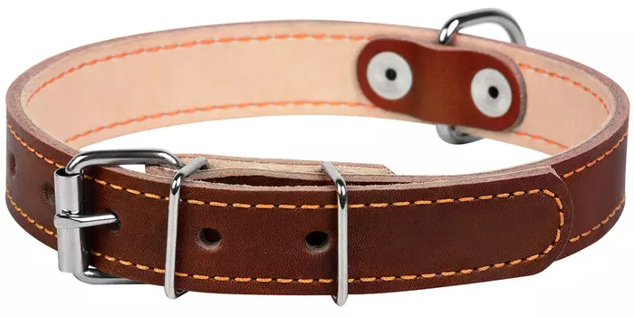 Ошейник кожаный для собак двойной коричневый 14 мм 27 - 35 см Collar (1 шт)