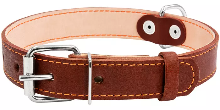 Ошейник кожаный для собак двойной коричневый 25 мм 38 – 50 см Collar (1 шт)