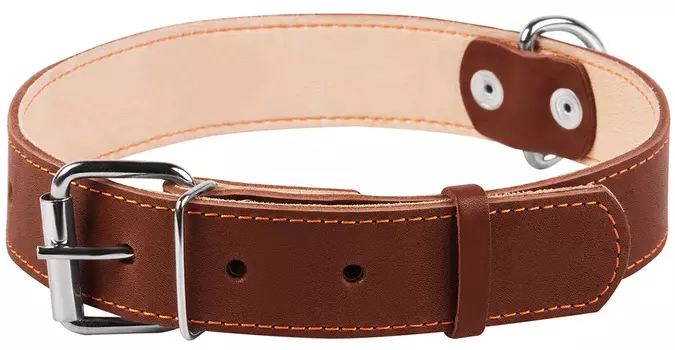 Ошейник кожаный для собак двойной коричневый 35 мм 48 – 63 см Collar (1 шт)