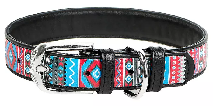 Ошейник кожаный для собак Этно черный 25 мм 38 – 49 см Collar WauDog (1 шт)