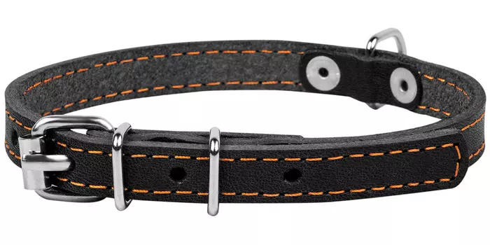 Ошейник кожаный для собак одинарный черный 12 мм 24 – 32 см Collar (1 шт)