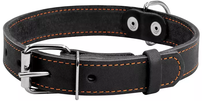 Ошейник кожаный для собак одинарный черный 35 мм 48 – 63 см Collar (1 шт)