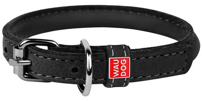 Ошейник кожаный круглый для длинношерстных собак черный 13 мм 45 – 53 см Collar WauDog Soft (1 шт)