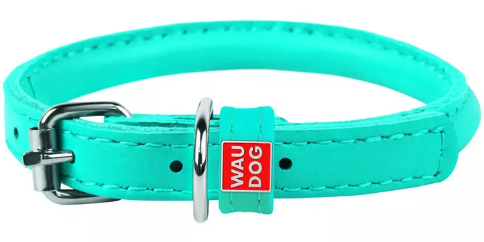 Ошейник кожаный круглый для длинношерстных собак ментол 8 мм 25 - 33 см Collar WauDog Glamour (1 шт)