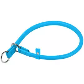 Ошейник удавка рывковый кожаный круглый для собак синий 6 мм 30 см Collar Glamour (1 шт)