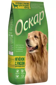 оскар для взрослых собак средних пород с ягненком и рисом (12 + 12 кг)