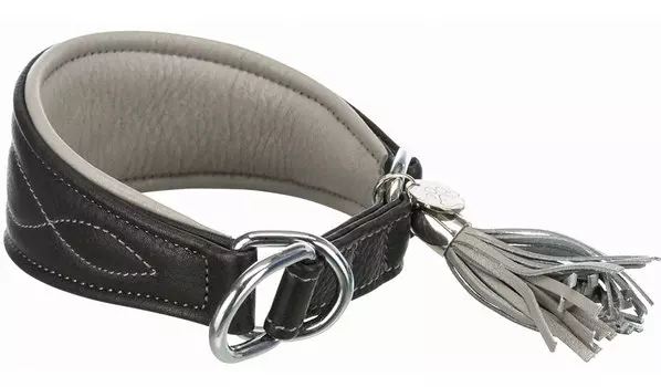 Ошейник для борзых Trixie Active Comfort S-m кожа черный/серый 60 мм 33 – 42 см (1 шт)