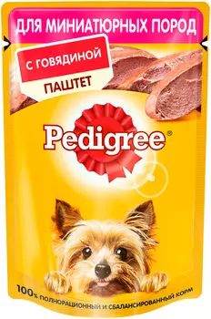 Pedigree для взрослых собак маленьких пород паштет с говядиной (80 гр х 24 шт)