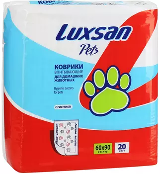Пеленки впитывающие для собак c рисунком Luxsan Premium 60 х 90 см 20 шт (1 шт)