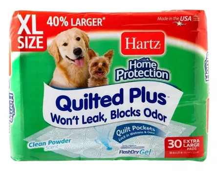 Пеленки впитывающие для собак Hartz Quilted Plus большие 76,2 х 53,3 см 30 шт (1 шт)