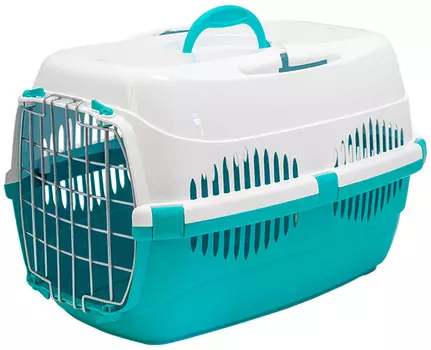 Переноска для животных Homepet бирюзово-белая малая 43 х 29 х 27 см (1 шт)