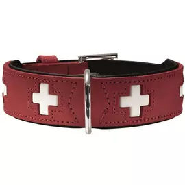 Ошейник для собак Hunter Swiss 47 кожа красный/черный 30 мм 38 – 43,5 см (1 шт)
