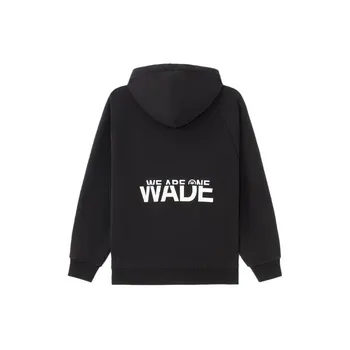 Li-Ning Wade Series, свободный пуловер с буквенным узором на флисовой подкладке, толстовка с капюшоном, топы унисекс, черный AWDS115-1 XXXL