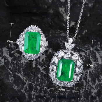 SACE GEMS классический медный сплав циркон кольцо кулон ожерелье наборы ювелирных изделий подарки для свадебной вечеринки Open синий