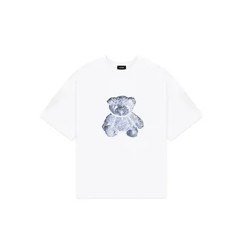 Мужчины и женщины с жемчужным ожерельем The Same 24 Early Spring New Bear Series Футболка с короткими рукавами Teddy Bear 4XL
