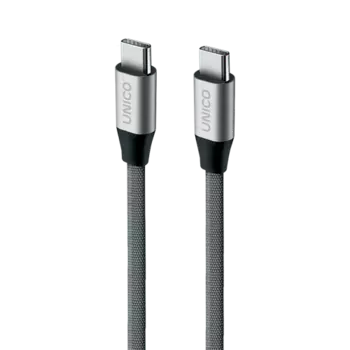 Unico Кабель USB-С - USB-С, 2,1А, 5V/3A, 9V/2A, Power Delivery, 480 Мбит/с, нейлон, металл, 1м, серый, RTL BOX (DCCCUNC)