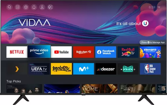Телевизор LED Hisense 55" 55A6BG черный Ultra HD 60Hz DVB-T DVB-T2 DVB-C DVB-S DVB-S2 USB WiFi Smart TV (RUS)