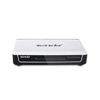 Tenda Настольный коммутатор – 16 портов 10/100M Fast Ethernet, 16 портов 10/100M RJ45, пластиковый корпус, постоянный ток 9В / 1A (S16)