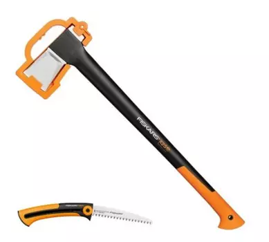 Топор Fiskars Х25 средний черный/оранжевый в комплекте:пила (1025437)