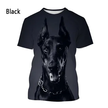 Модные мужские и женские футболки Doberman с 3D-печатью, повседневные, с коротким рукавом S