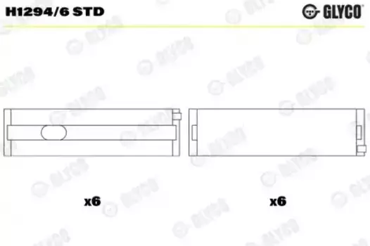 вкладыши коренные! STD (6)\ VW T5 2.5 TDI AXD/BPE 03-09 H1294/6 STD GLYCO