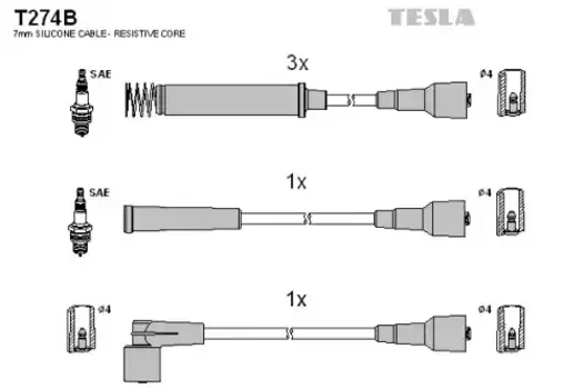 Высоковольтные провода (провода зажигания) TESLA T274B
