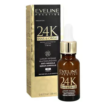 Сыворотка для лица EVELINE PRESTIGE 24K SNAIL&amp;CAVIAR интенсивная мультипитательная 18 мл