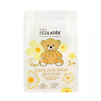 Соль для ванн ECOLATIER BABY детская 3+ с целебными травами 600 г