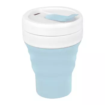 Стакан для горячих напитков FUN SILICONE CUP голубой силиконовый 355 мл