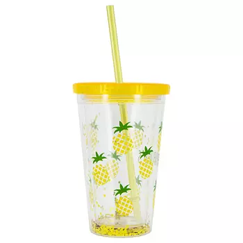 Стакан для воды FUN с трубочкой Pineapple 450 мл