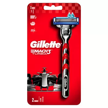 Станок для бритья GILLETTE MACH3 TURBO с 2 сменными кассетами