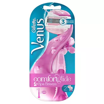 Станок для бритья GILLETTE VENUS SPA BREEZE с 2 сменными кассетами cо встроенными полосками с гелем для бритья